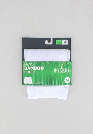 Bolero Men Bamboo Boxer 1 Pack White