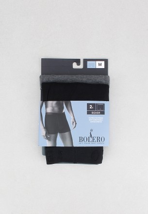 Bolero Men Solid Boxer 2 Pack Black