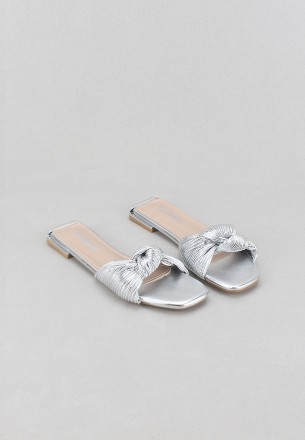 Lararossi Women's Flat Slipper Silver