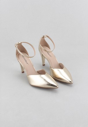 حذاء بيكاديللي كعب للنساء ذهبي